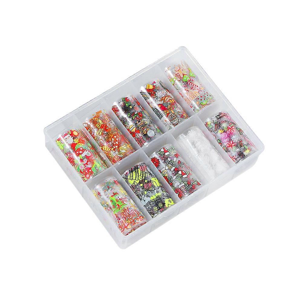 GPB 10 Pcs Christmas Halloween Nail Stickers Decals Nail Transfer Foil Wraps Nail Art DIY Decoration Stickers