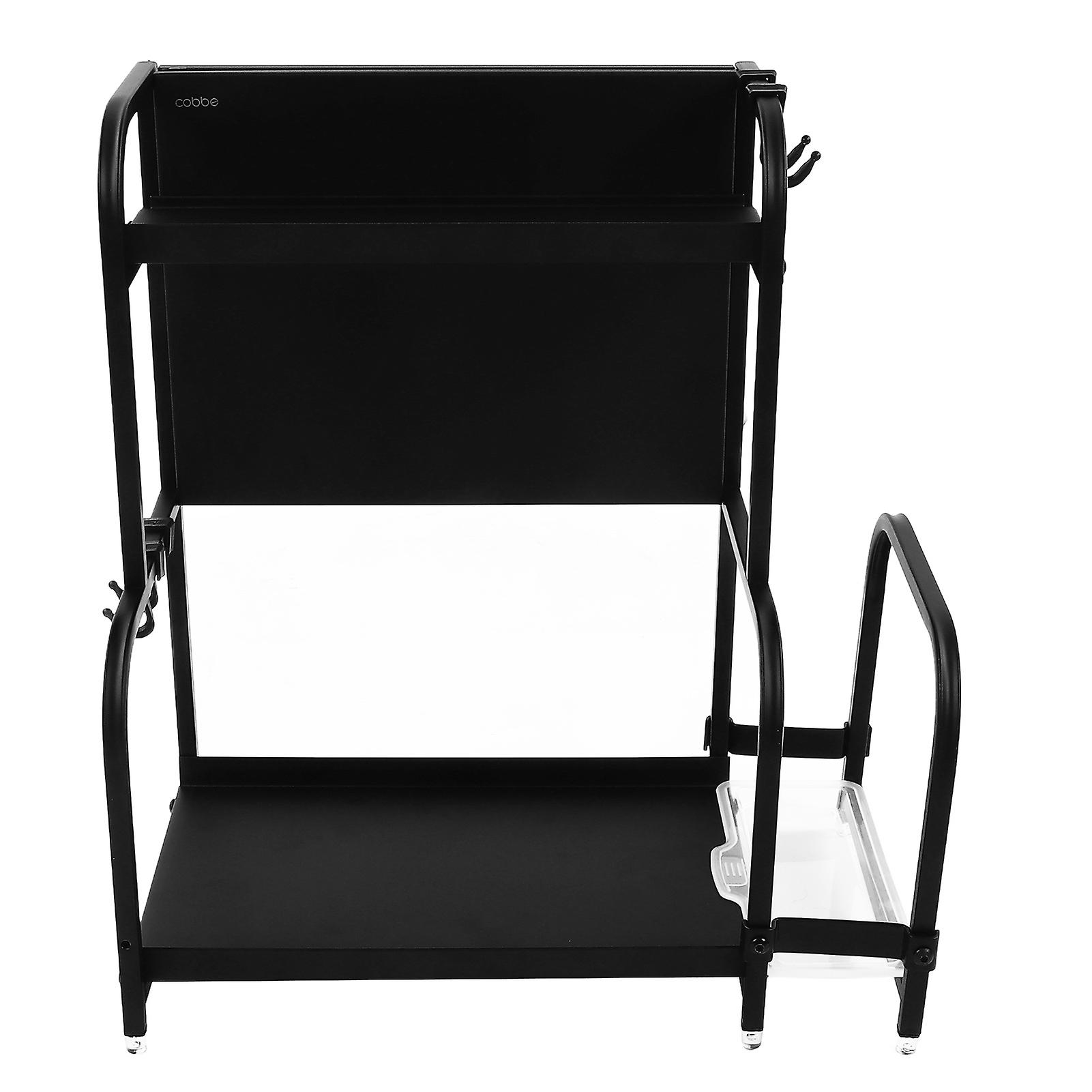 Kitchen Spice Storage Rack Double Layer Adjustable Multifunctional Countertop Spice Rack Organizer for Kitchen Black