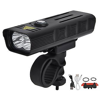Luce per bici ricaricabile USB multifunzionale Luce anteriore ad alta luminosità Fanale posteriore Design 3 in 1 Batteria incorporata Durevole Leggero per Cyclin
