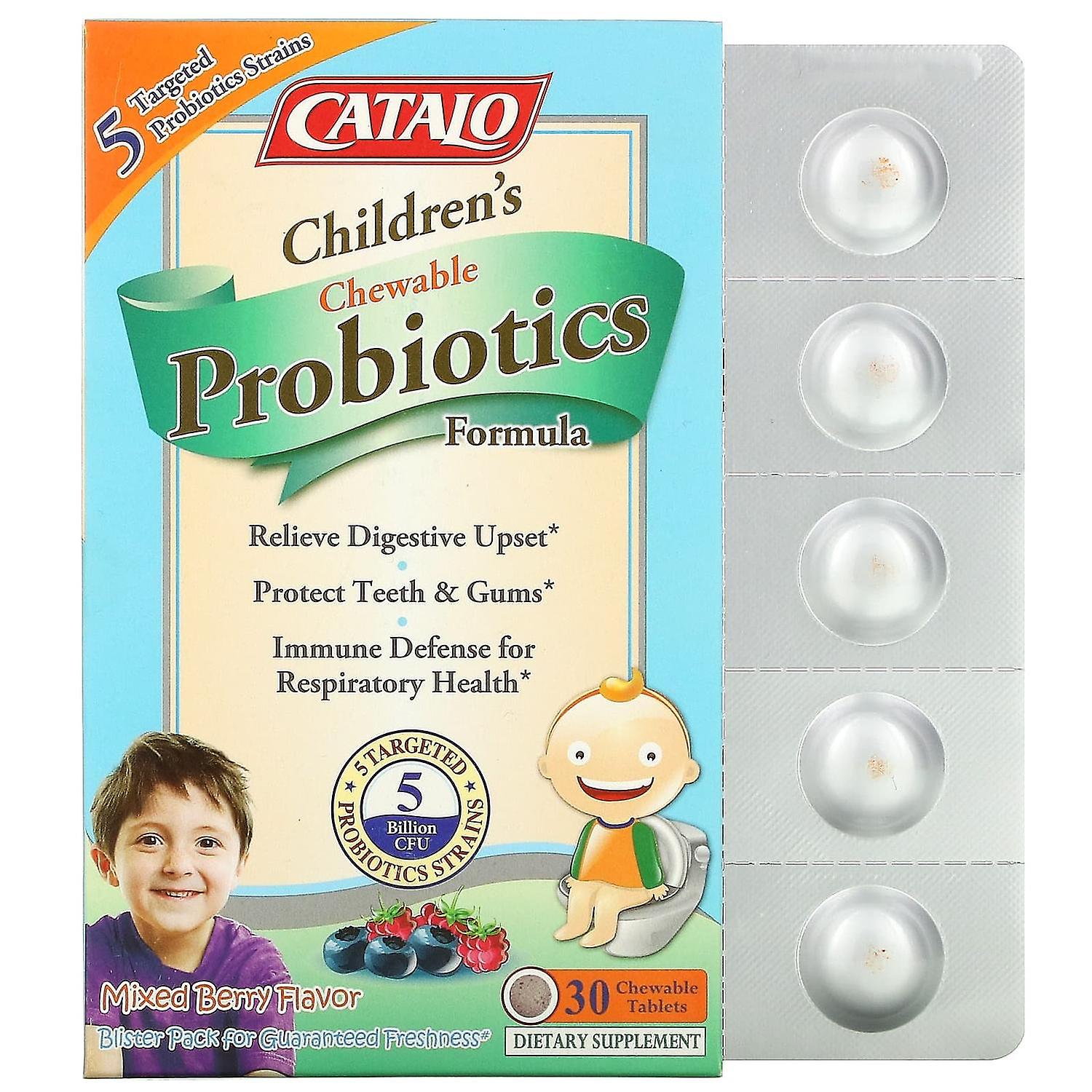 Catalo Naturals, Children's Chewable Probiotics Formula, Mixed Berry, 5 Billion CFU, 30 Chewable Tab