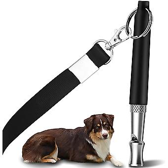 Veeki Dog Whistle with Free Lanyard, Adjustable Frequencies Ultrasonic Stainless Steel, Effective Way of Training, Dog Whistles to Stop Barking (Black