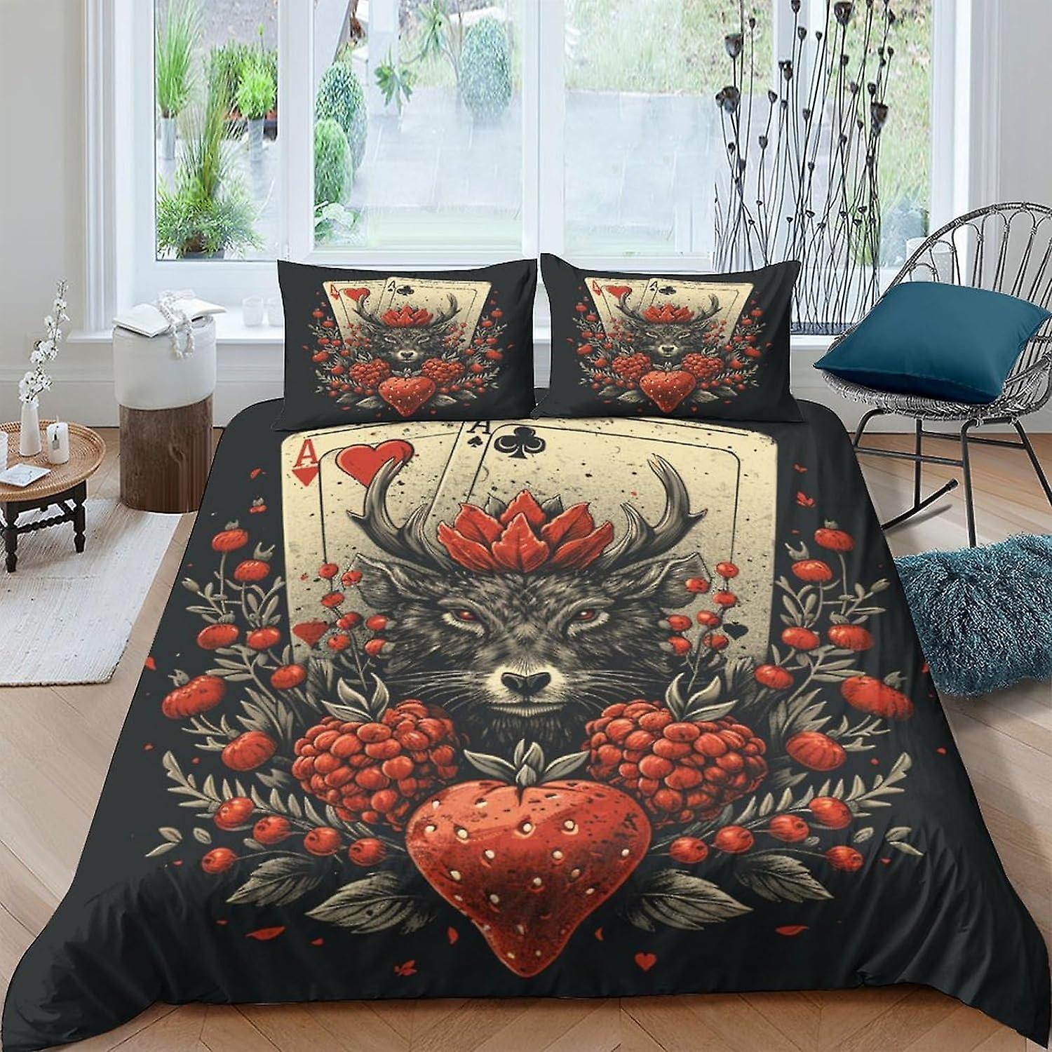 EKENOZ Card Bettbezugs-Set Weiche Mikrofaser-Bettdecke Weiche Mikrofaser-Bettwäsche-Sets Antiallergisch mit Zipeer-Verschluss doppelt