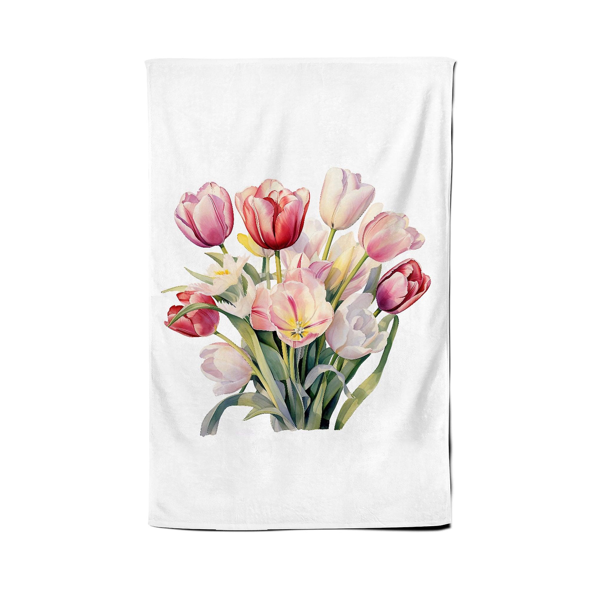 Spring Tuplips Watercolour Tea Towel