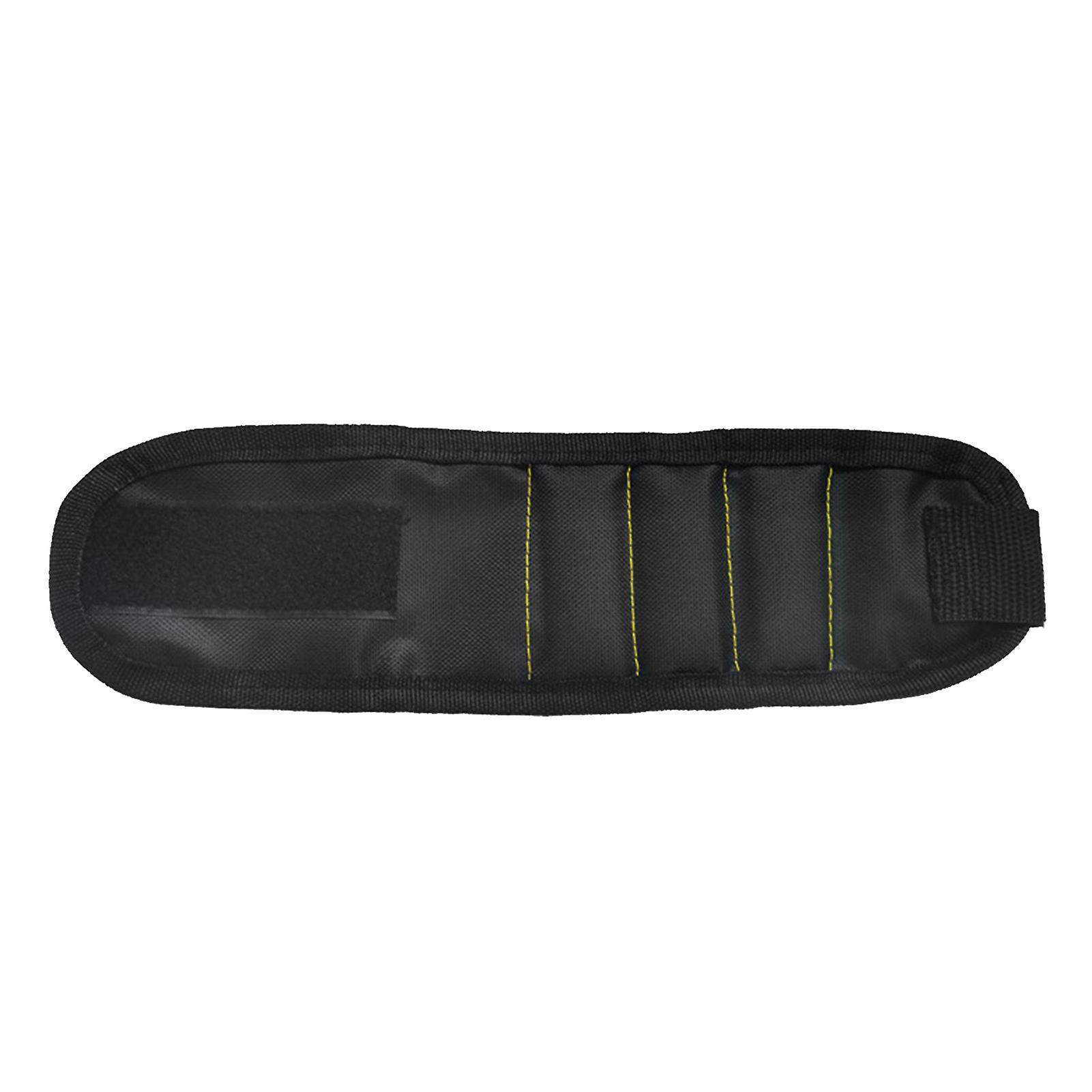 Wrist Tool Holder 3 Rows Magnetic Suction Wristband Organizer for Holding Screws Nails Fasteners Black