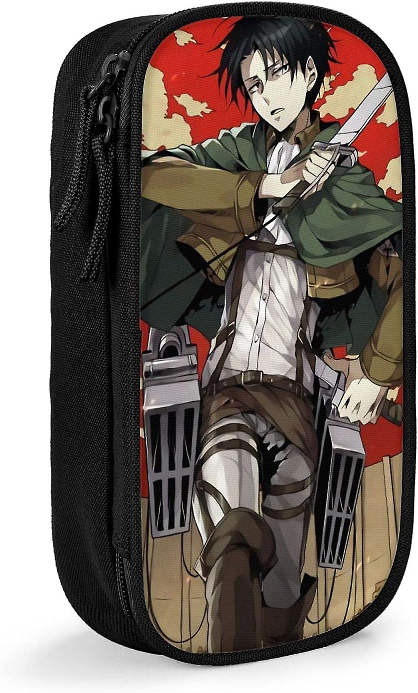 TI694 Attack on Titan LeviAckerman Anime مقلمة ذات سعة كبيرة ، حقيبة قرطاسية ، صندوق قرطاسية متعدد الوظائف ، مناسب للشباب والشابات-ب