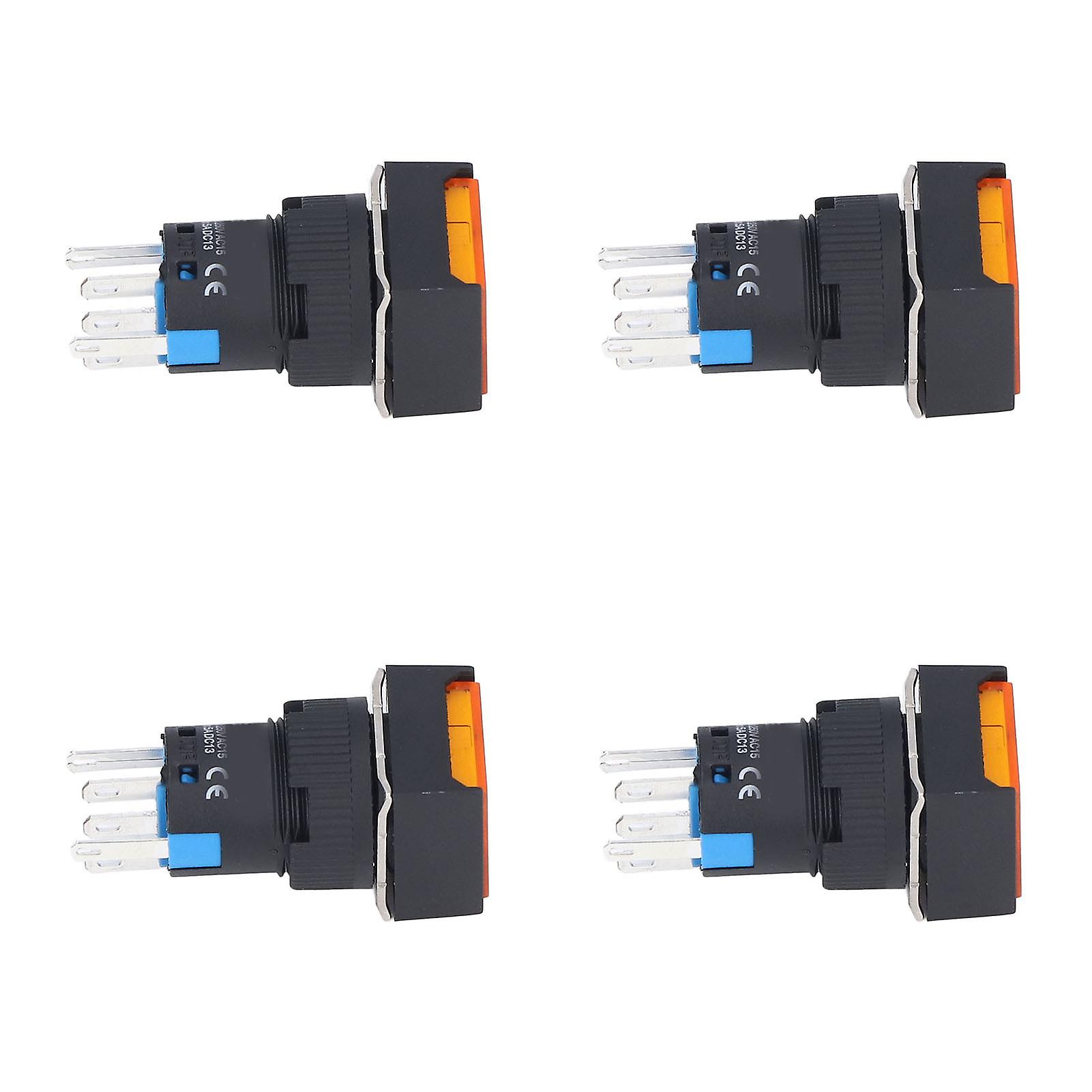 25Pcs Push Button Switch Momentary Self Locking 16mm Square with Light Set Kit 12VYellow 