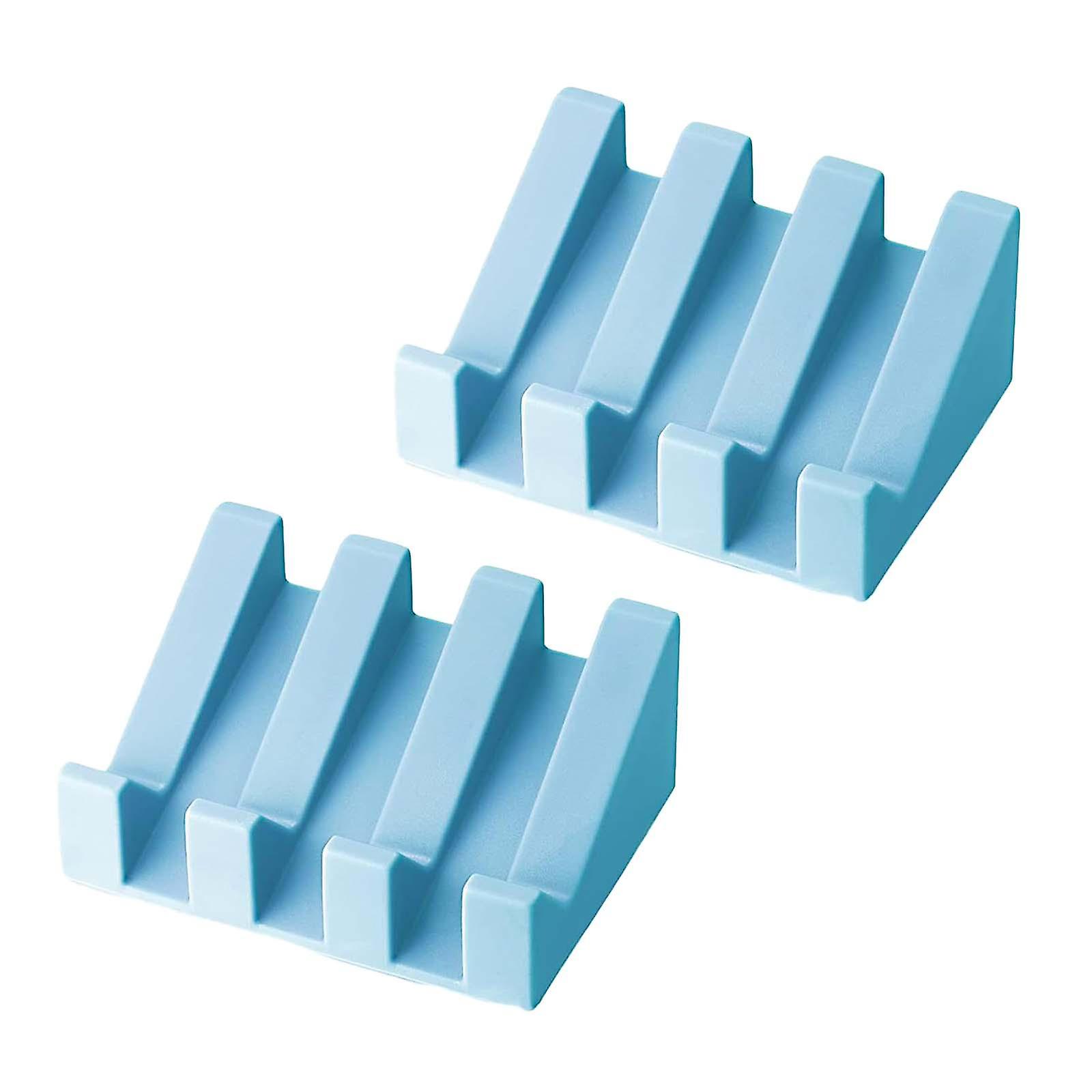 2Pcs Soap Dish Holder Storage Portable Soap Box for Countertop Kitchen Hotel sky blue