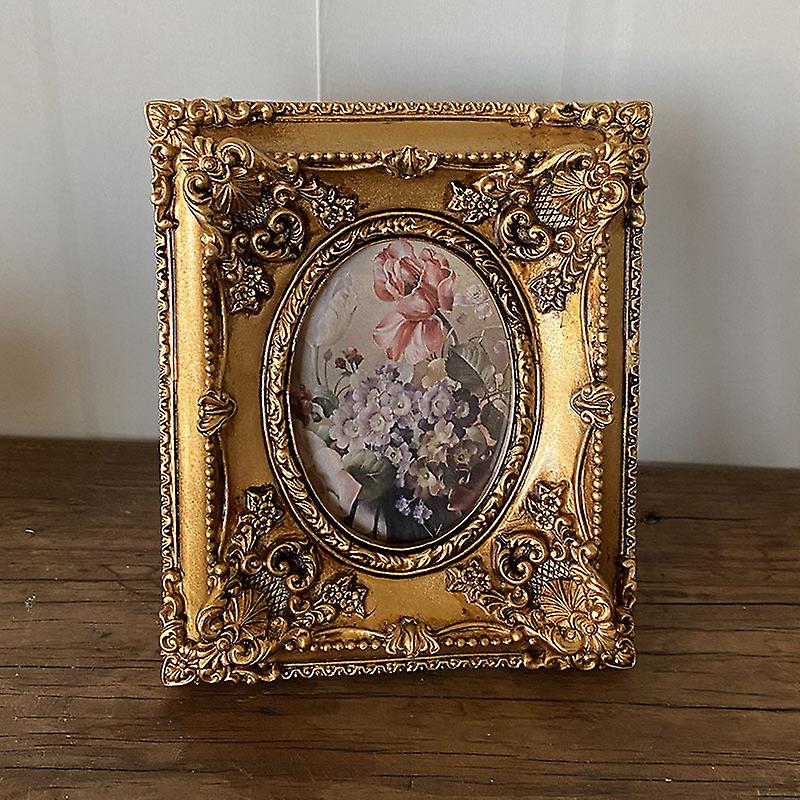 Embossed Vintage Gold Resin Photo Frame Creative Picture Frame Photo Frame Decoration