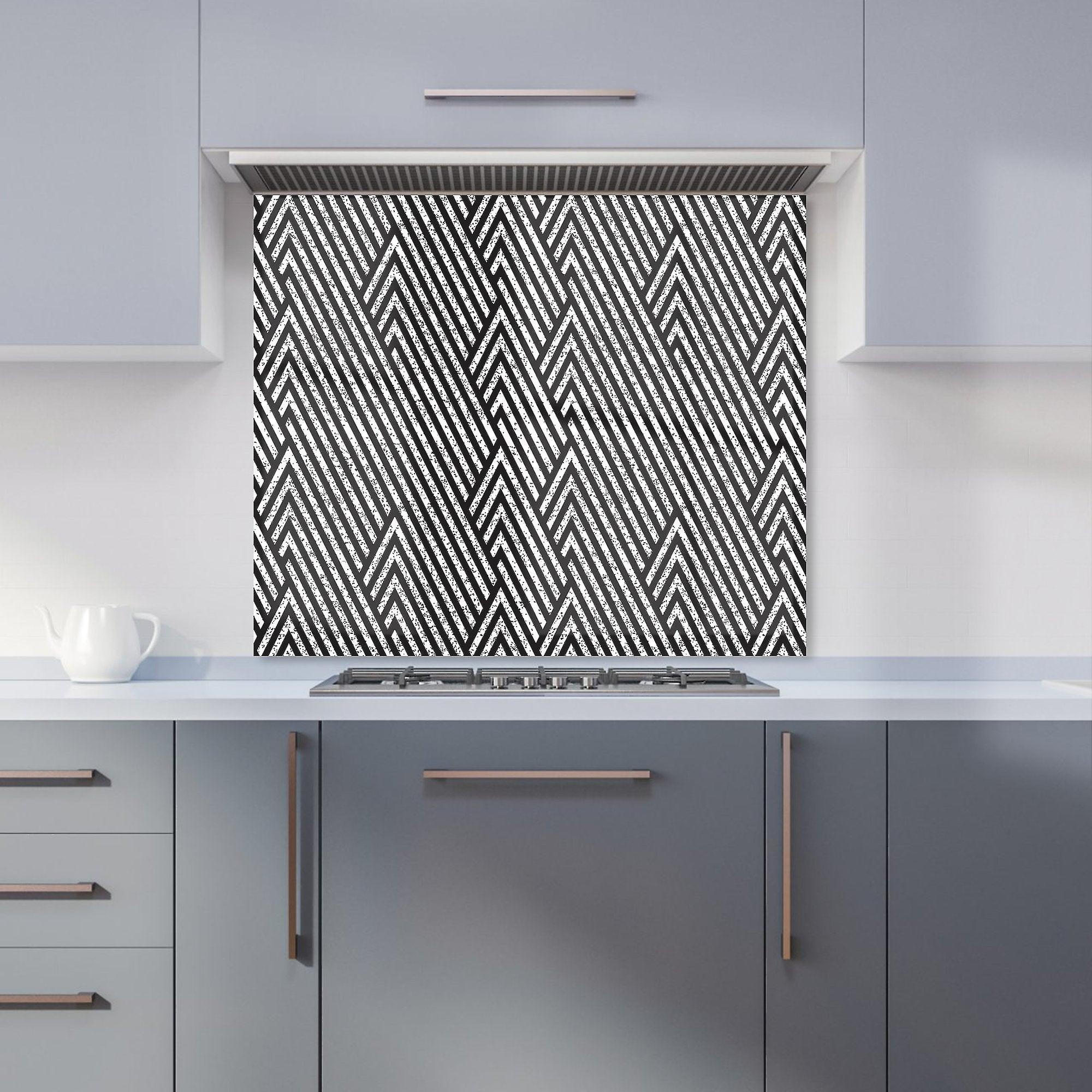 Oblique Black Grunge Pattern Kitchen Splashback
