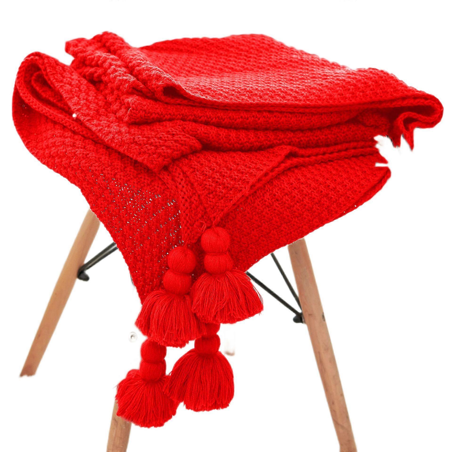 Bedspread Blanket Knitted Throw Cushion Warm Fringes Soft Blanket