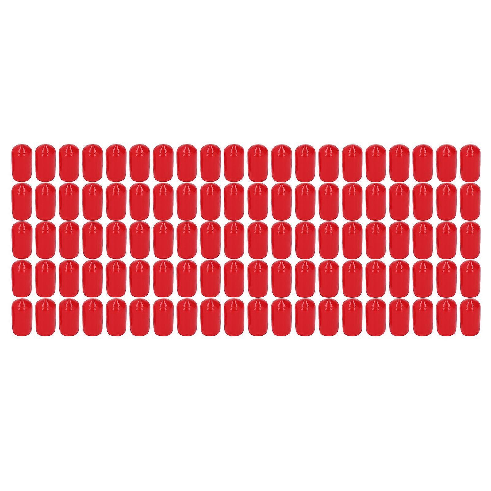 100 Pz Coperchio Tappo Terminale PVC Rotondo Flessibile Ignifugo Vite Filettatura Protector Rosso 10mm