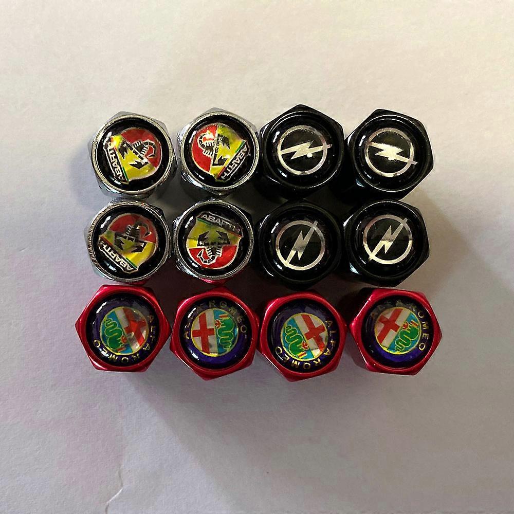 미쓰비시 페라리 4Pcs 실버 메탈 자동차 휠 타이어 에어 밸브 캡 스템 커버 브랜드 로고 (RED) shry