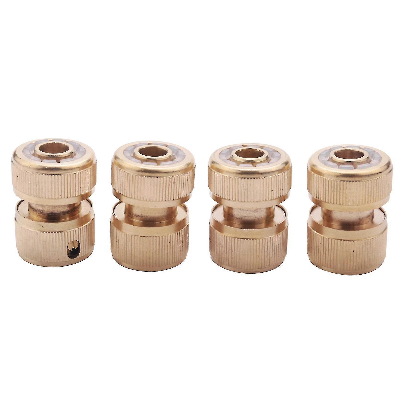 4 Pc Brass Hose Connector Hose End Quick Connect Fitting 1/2 Inch Hose Pipe Quick Connector For Gar