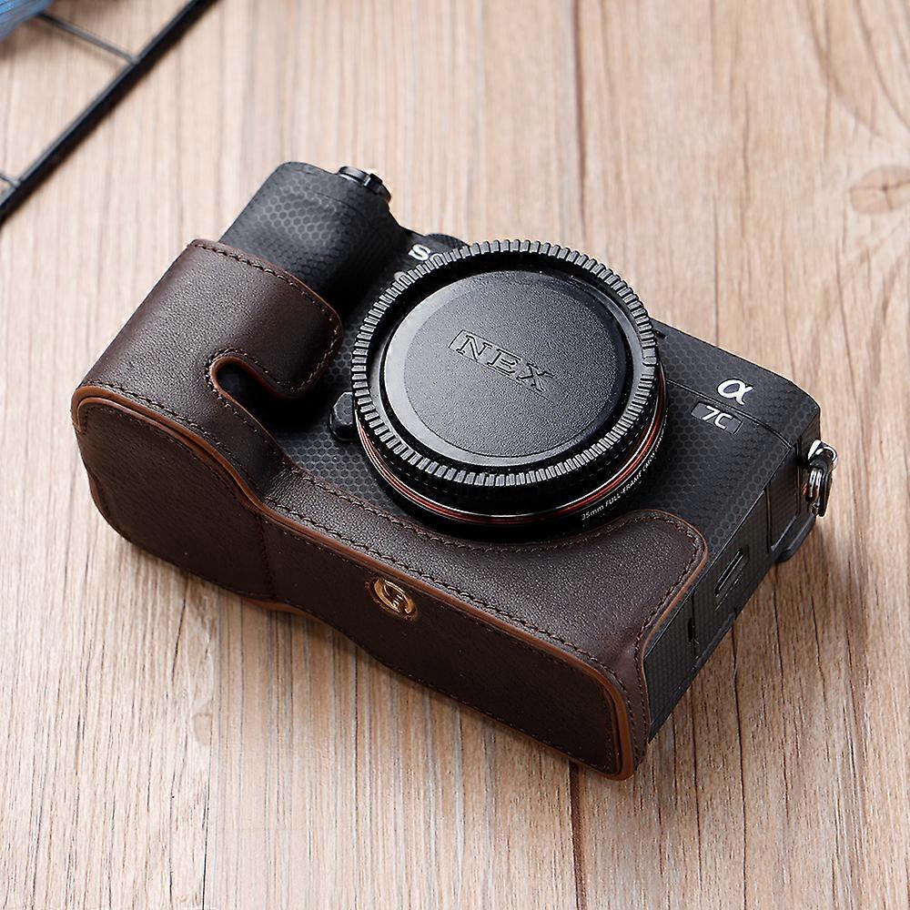For Sony A7c Camera Bodysuit For Leather Camera Case Handle Half Bag