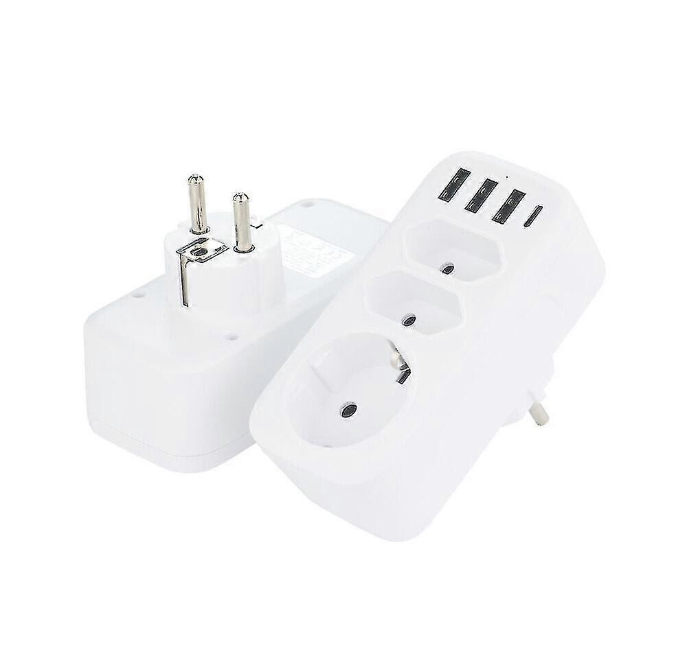Multi - Wall Socket, Multi - Power Socket With Overcurrent Protection, White