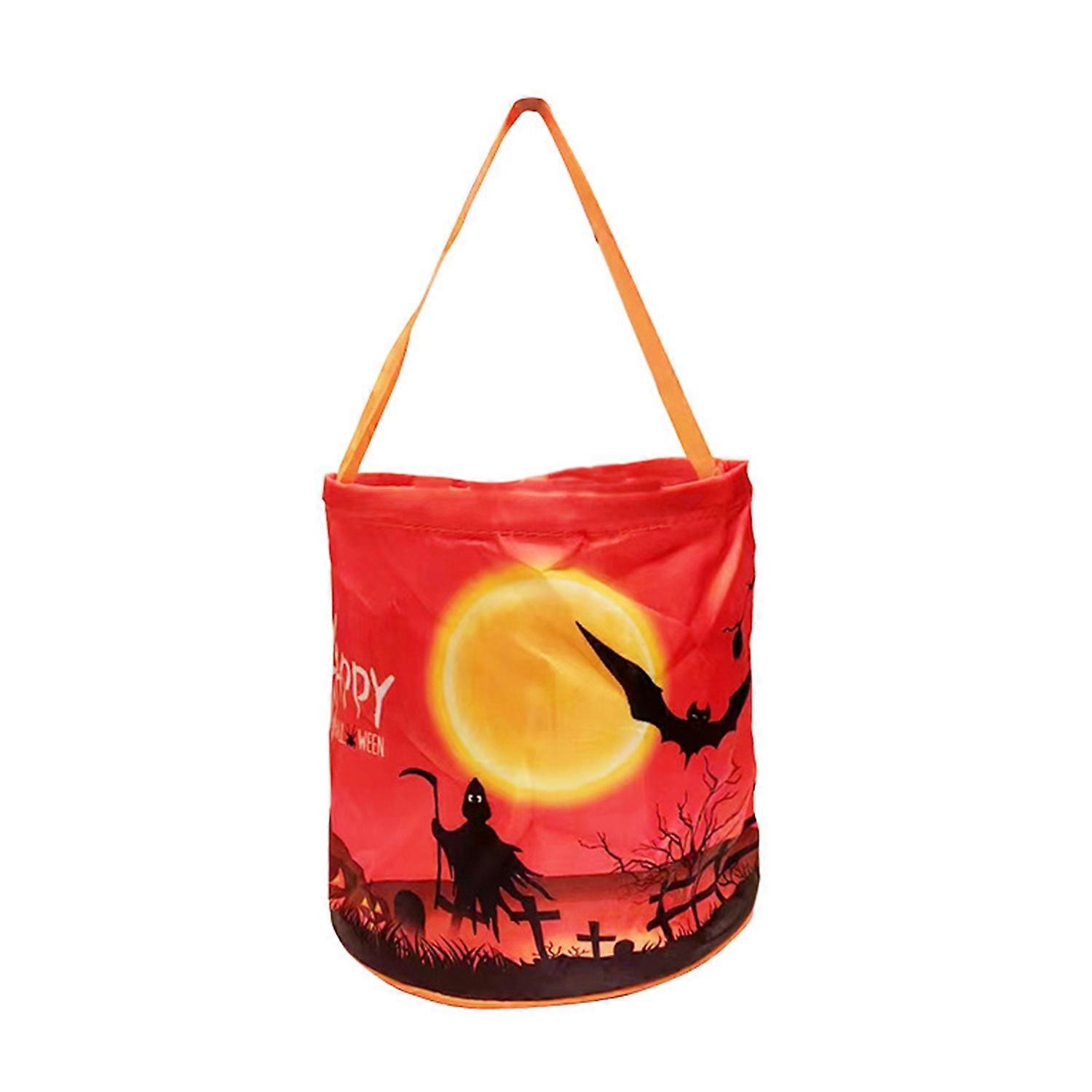 Halloween LED Candy Bag Light-up Ghost Pumpkin Trick or Treat Candy Basket Reusable Goody Bag for
