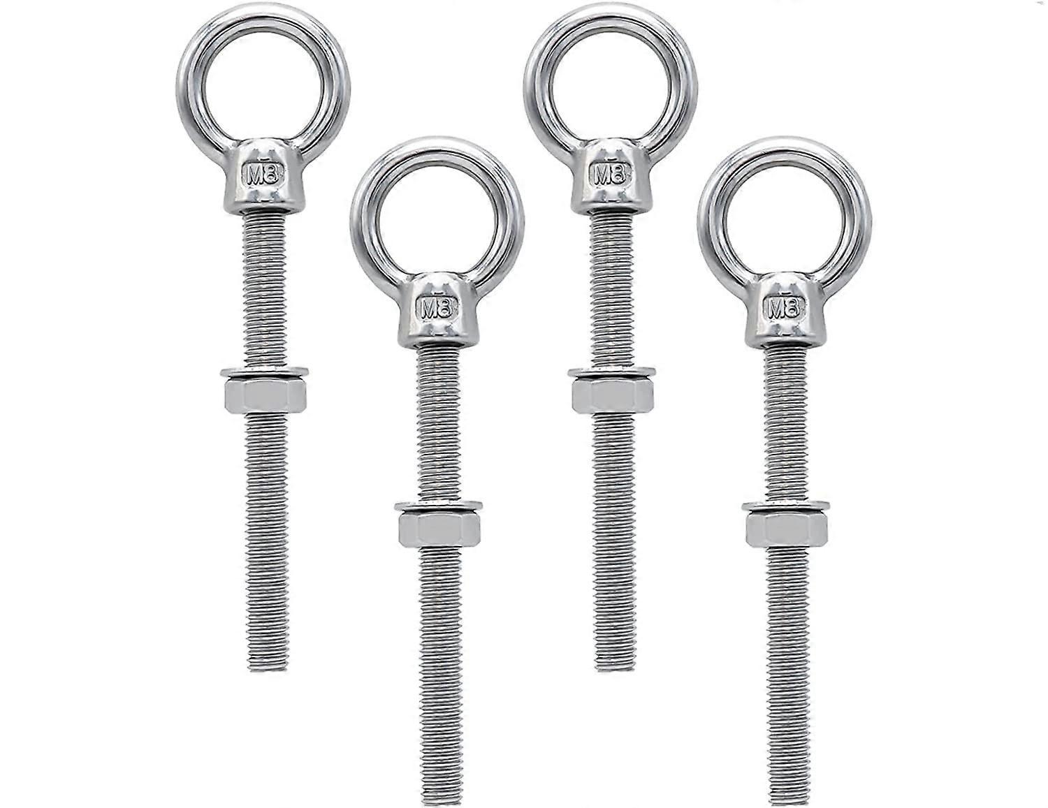4 stk Øyebolt 316 Øyebolt i rustfritt stål Langt øye BoltM10 x 100 mm