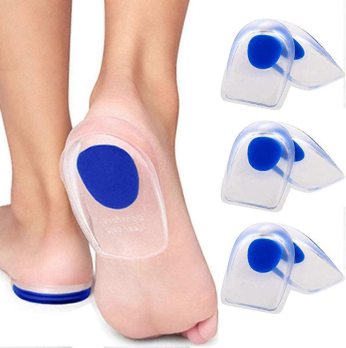 3 Ζευγάρια Gel Φτέρνες Πελματιαία Απονευρωσίτιδα Ένθετα - Σιλικόνη Gel Τακουνάκια για πόνο στη φτέρνα, οστικό κέντρισμα &; πόνο στον αχίλλειο, μαξιλάρια και κύπελλα πτέρνας gel, Pad &; Sh