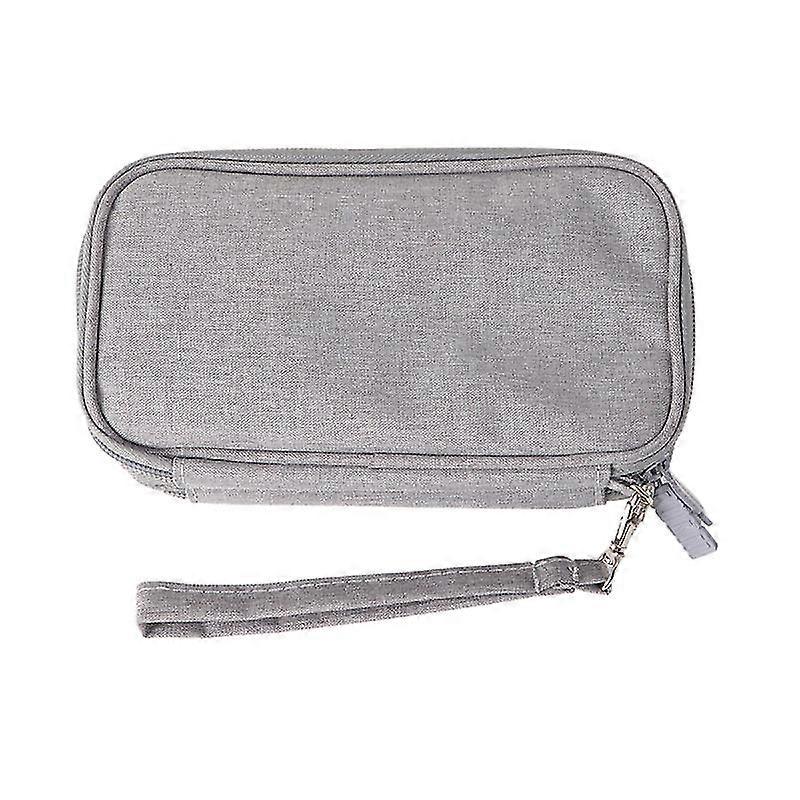 Headset Data Cable Charging Treasure Storage Bag Digital Storage Bag Double Layer Flat Shockproof Compression Accessories Package(Gray)
