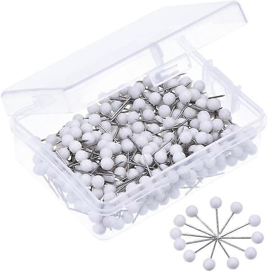1/8 Inch Round Head Map Tacks Push Pins, 300 Pieces, White