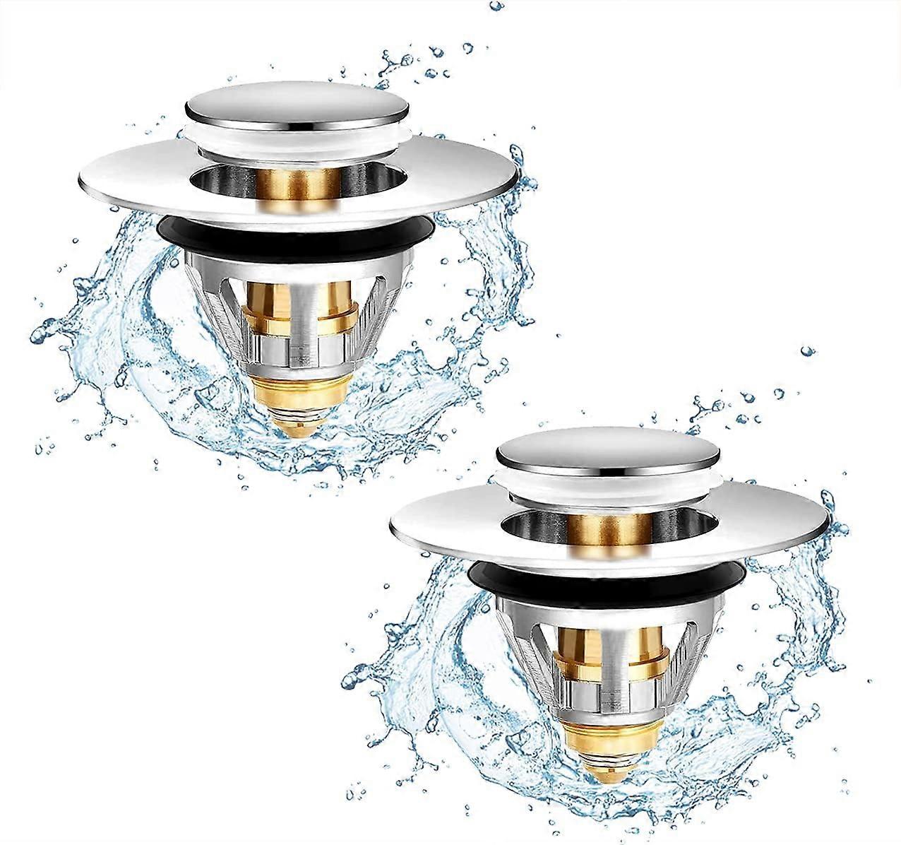 2 Pieces Anti-Clog Drain Filter, Rinse Strainer Spring Core Pop Up Drain Plug, Universal Countertop
