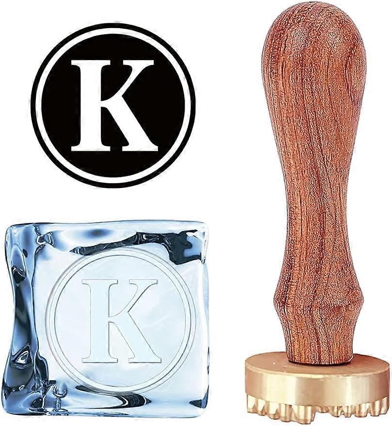 K Ice Stamp Letter Ice Cube Stamp Ice Branding Stamp with Removable Brass Head & Wood Handle Vintage Ice Stamp