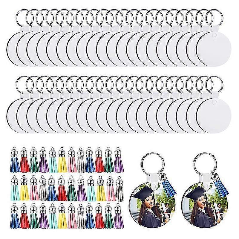 100pcs Mdf Sublimation Blanks Keychain Bulk, Sublimation Keychain Blanks With Key Ring Double-sided