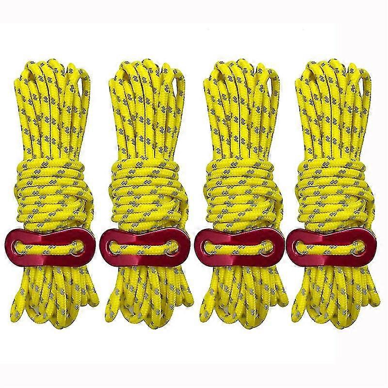 Heavy Duty 8 Button Camping Rope - 3.5mm Outdoor Reflective Guy Lines With Tensioner Adjuster Strong Nylon Rope For Big Tent Big Tarp Canopy Tie Downs