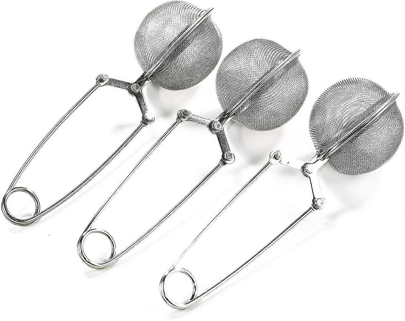3 Pack Mesh Snap Ball Tea Strainer With Handle For Loose Leaf Tea And Mulling