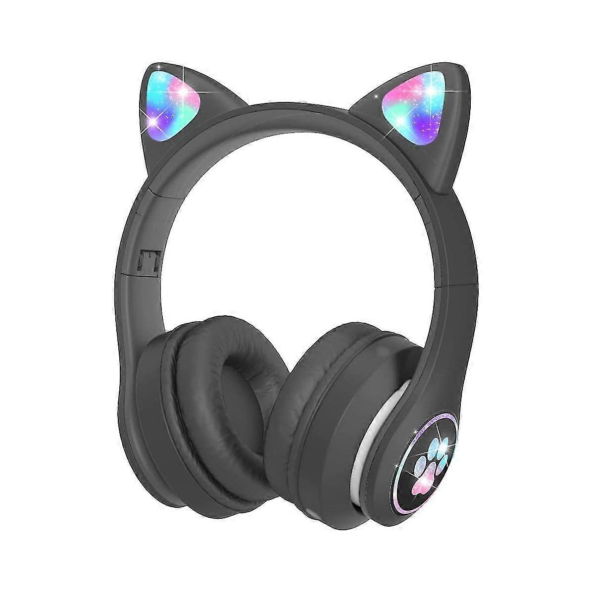 Kids Headphones With Microphone/rgb Led Light , Bluetooth Headphones Tablet/school//smartphone-blac