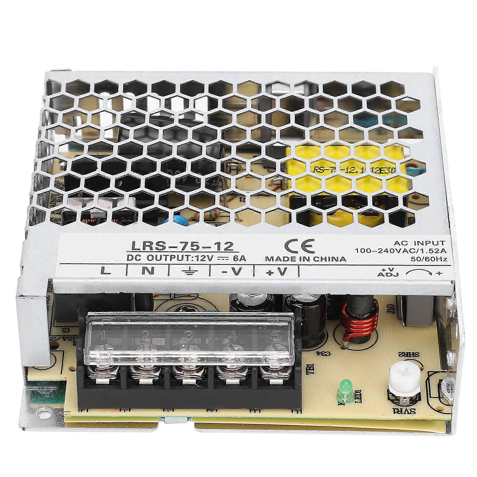 BERM LED تبديل التيار الكهربائي 75W محول سائق متوسط الجهد المنخفضLRS-75-12