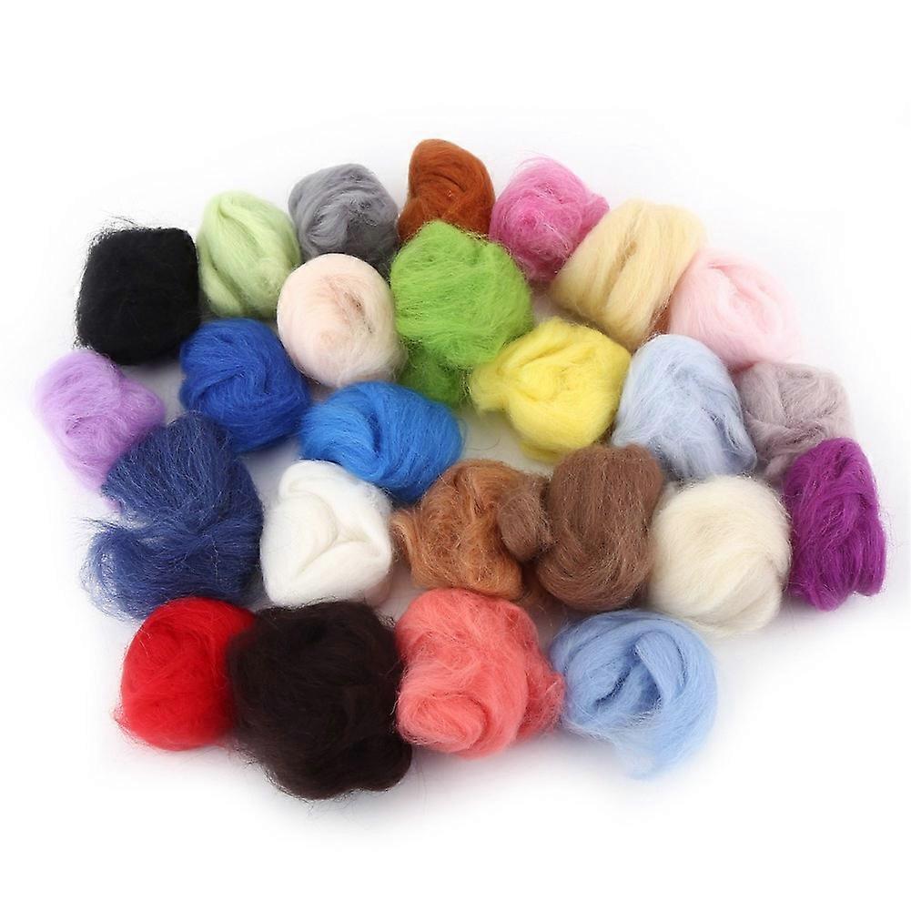 25pcs Mixed Color Wool Fiber Needle Felting with Needles Starter Tools Kits
