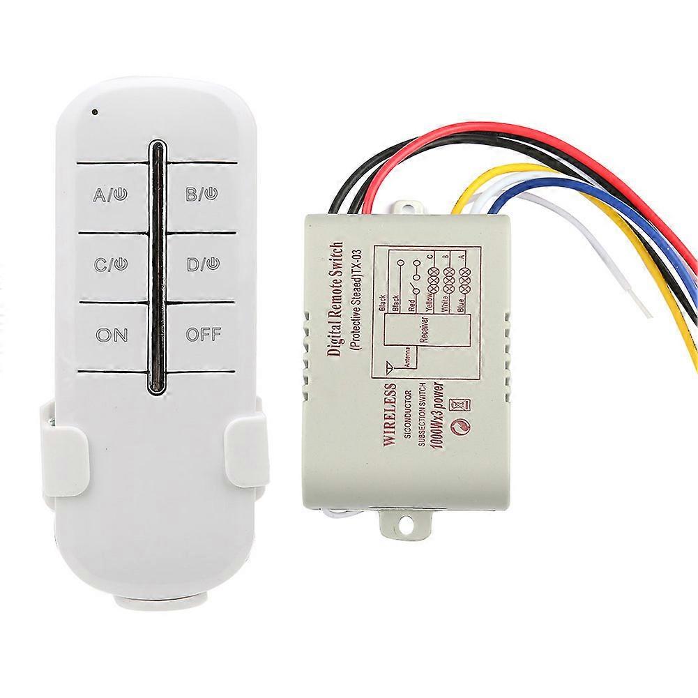 ON/OFF AC180-240V Wireless Receiver Lamp Light RF Remote Control Switch (3 Way 3*1000W)
