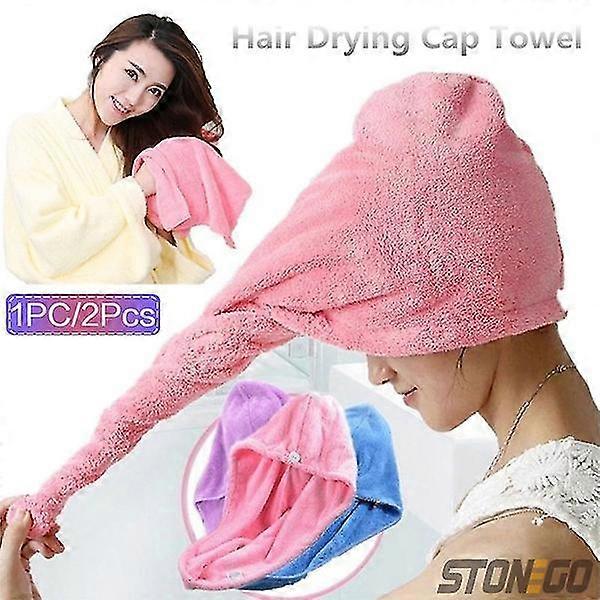 1 adet / 2 adet Moda Bayanlar Mikrofiber Güçlü Su Emme Mikrofiber Kuru Saç Havlu Sarılmış Duş Başlığı Şeker Renk Kız Stonego Banyo Aksesuarları