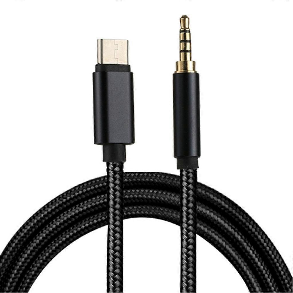 Cable de audio/audio USB-C a AUX de 3,5 mm, 1 m - Negro/Nylon