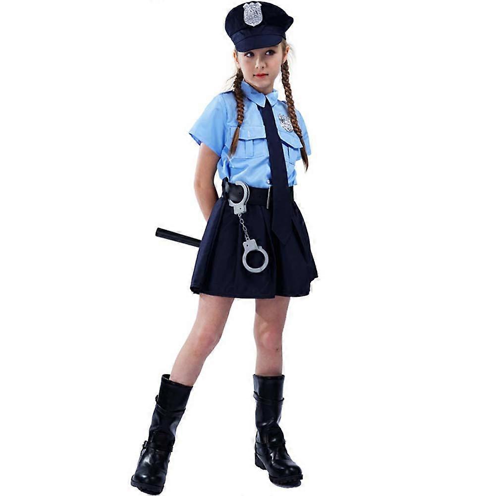 Policewomen Uniform Set for Girls Theme Party Role Play Clothes Halloween Stage Performance Wearing