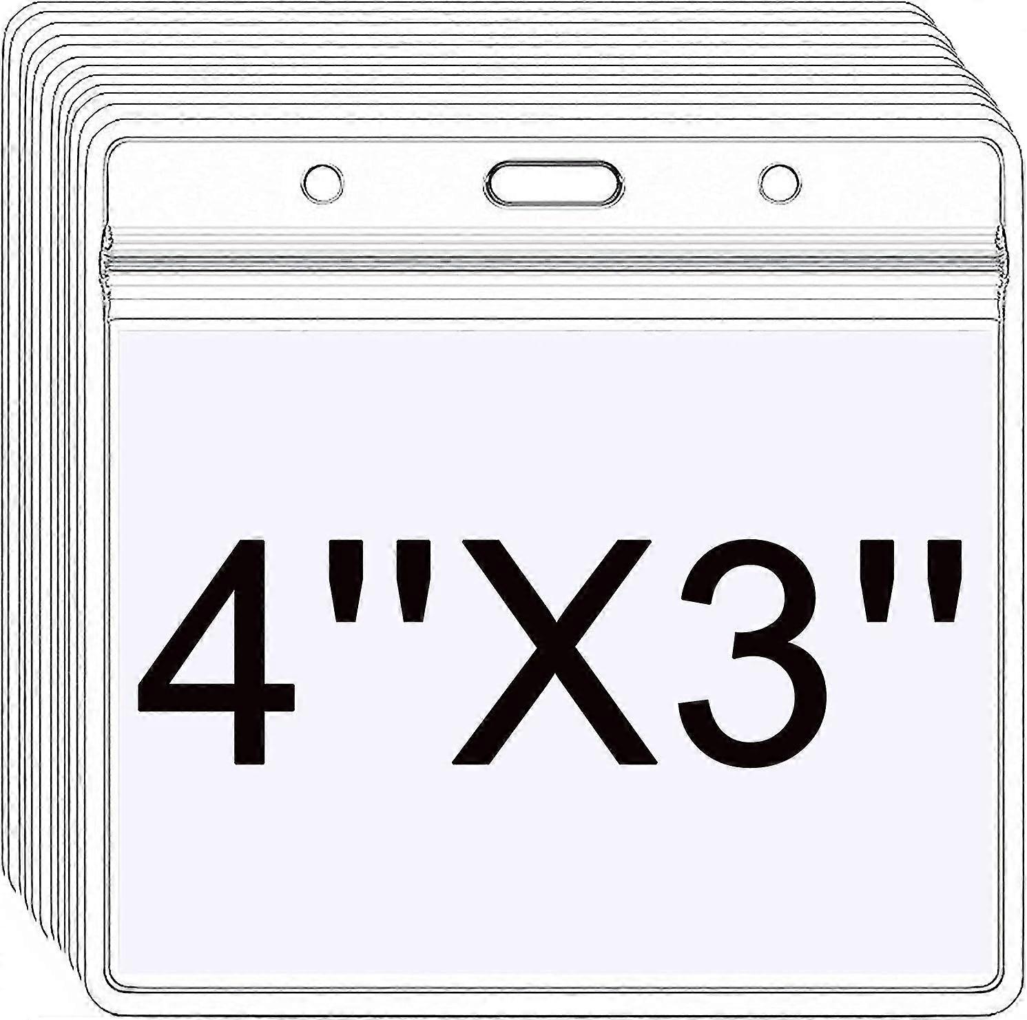 12 Pack Badge Holders Card Protector 4 X 3 Badge Holder Large Horizontal 3x4 Name Id Holders Clear Plastic For Large Name Tags Holder