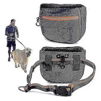 Hundgodispåse, Hundträningspåse med justerbart midjeband och inbyggd hundavfallspåsedispenser, automatisk stängning av bärbara hundar Walking Bag, 4 sätt