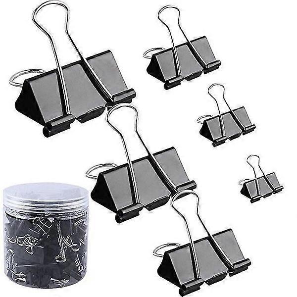 120-Piece Assorted Sizes Black Binder Clips