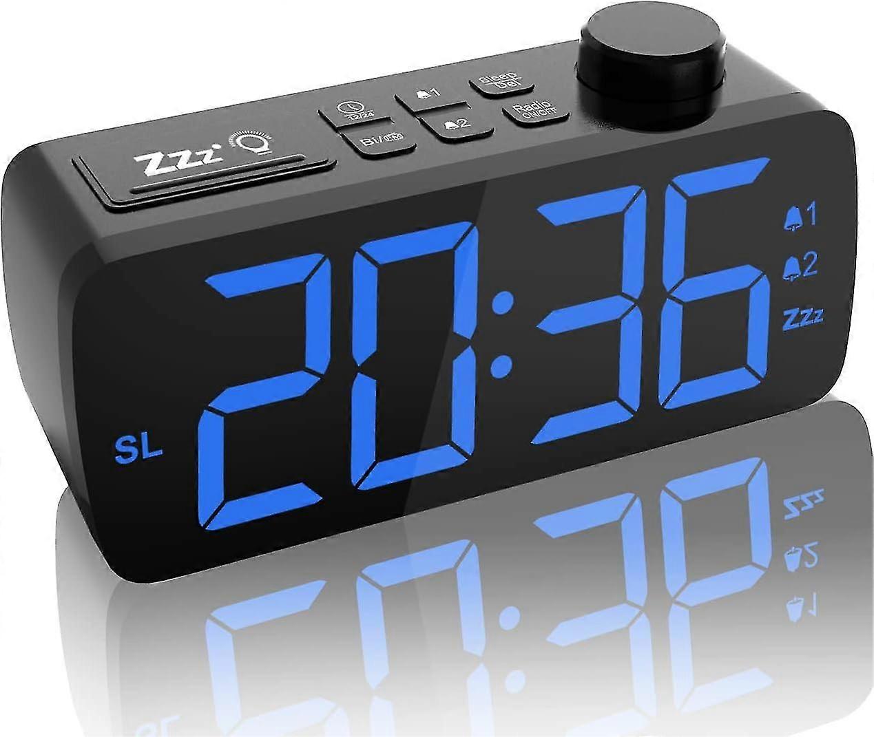 XYC Digital Alarm Clock Radio - 6.3 Large LED Display with 5 Brightness Levels, Dual Alarms, Snooze, 12/24H, FM Clock Radio with Sleep Timer for Bedro