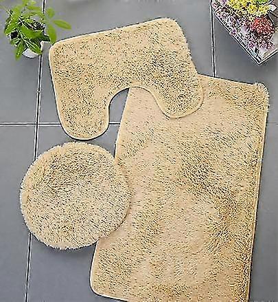 2pcs Mikrofaser Badezimmer Teppiche Set Shaggy Soft Badematte & U-förmiger Toilettenteppich Rutschfest