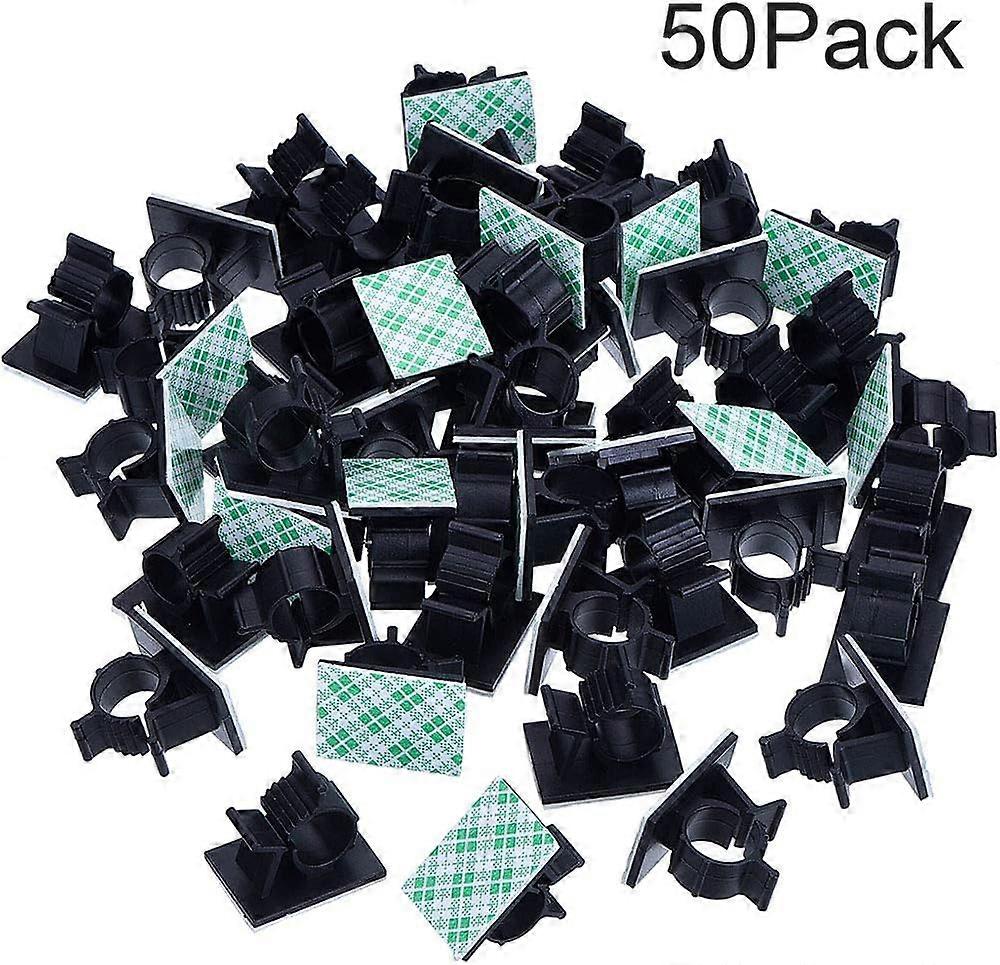 Black, 50 Pack Adjustable Adhesive Cable Clips Nylon Cable Tie Wire Holder