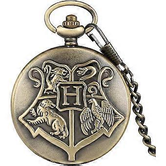 Herren-Taschenuhr, Vintage Big H Bronze-Quarz-Taschenuhr im chinesischen Stil Tieranhänger-Halskette, Herrengeschenk