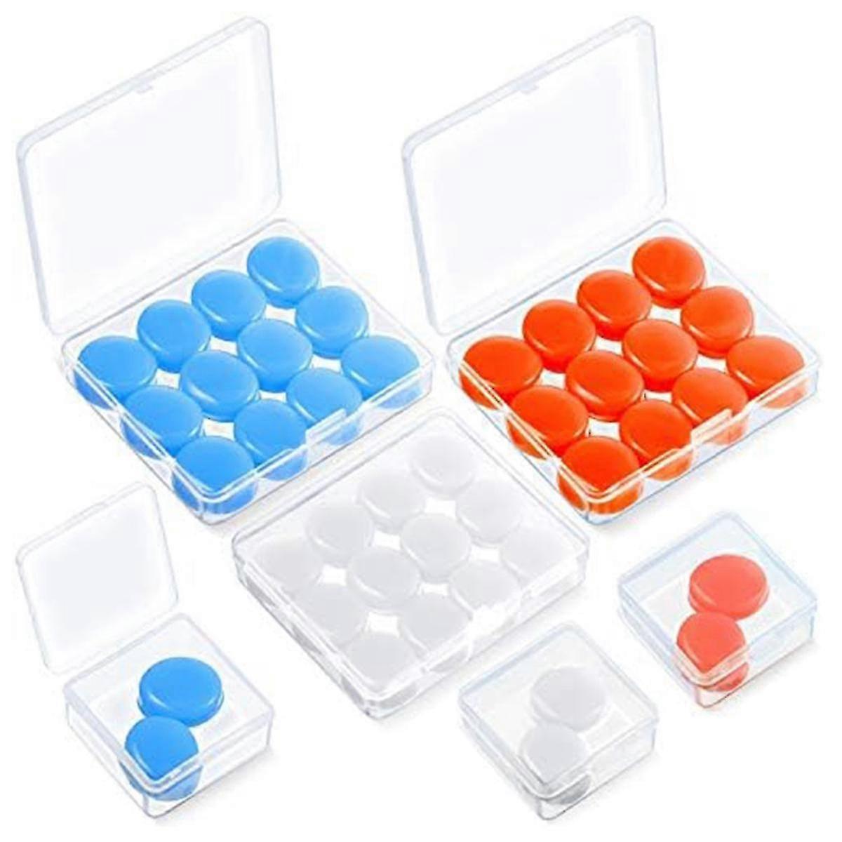 21 Pairs Ear Plugs For Sleeping Reusable Moldable Silicone Earplugs Soft Noise Cancelling Earplugs,blue+white+orange