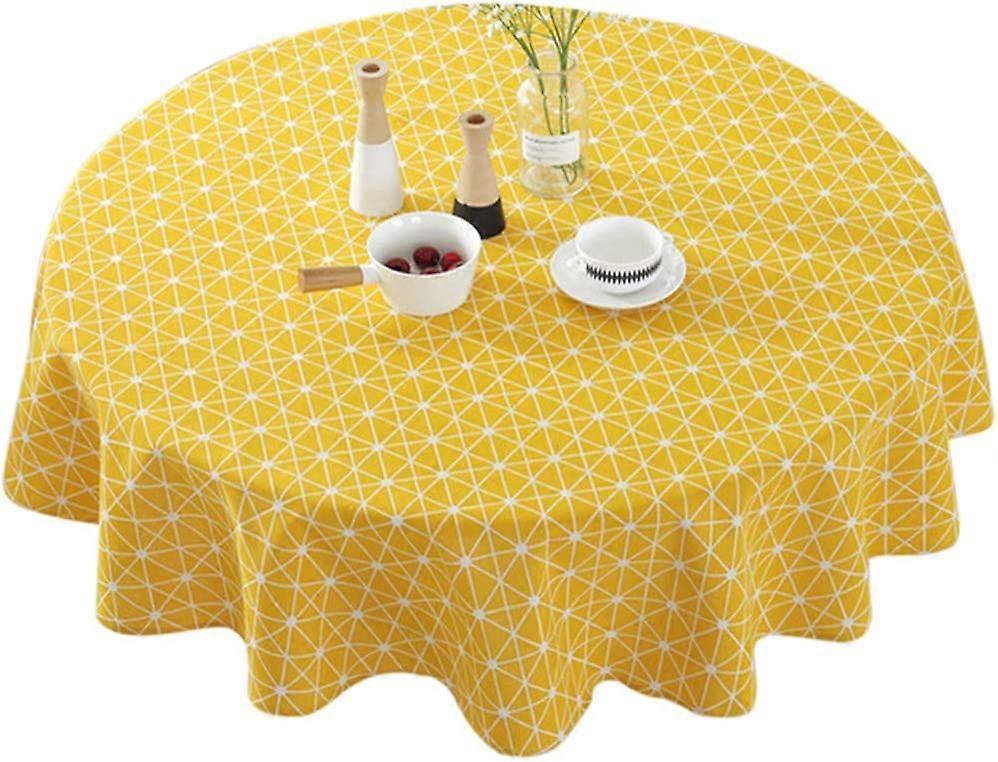 Table Cloth, Round Stripe Cotton Line Table Cover Nordic Twill Floral Tablecloth Washable Dining Decorative