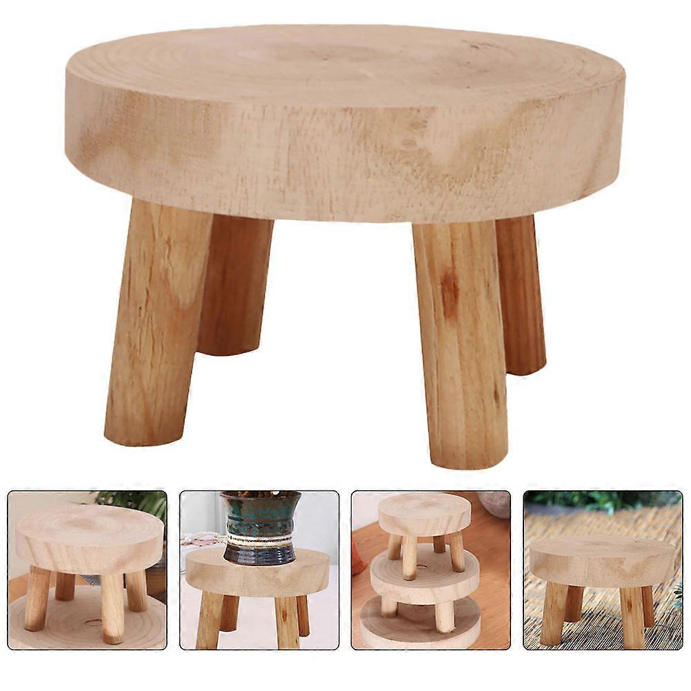 1Pc Solid Wood Decoration Stool Shaped Flowerpot Rack Storage Holder Candlestick