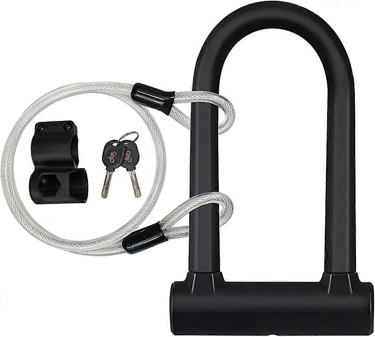Bicycle Lock with Flexible Cable Lock and Mounting Bracket