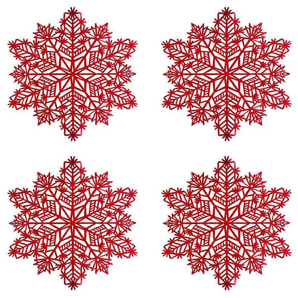 Snowflake Placemats Decorations Red Snowflake Tablemats Kitchen Table Mats for Christmas Holiday We