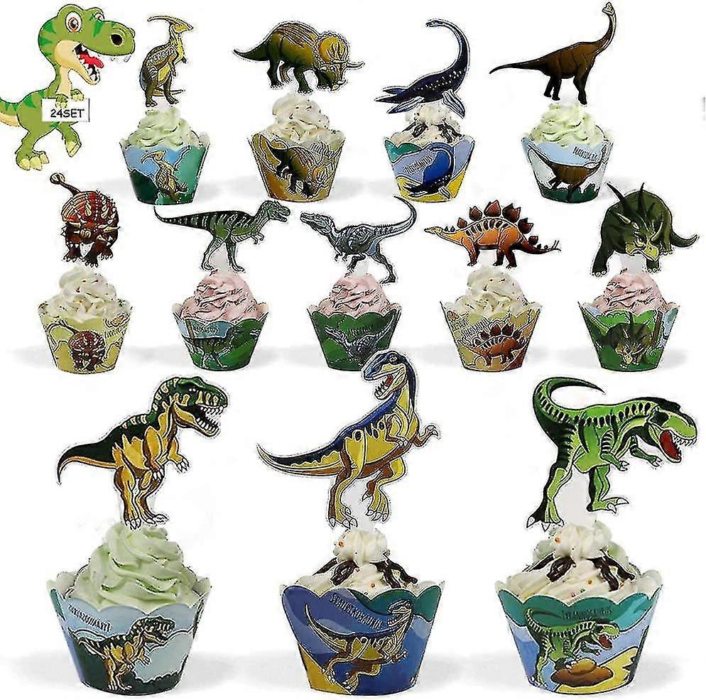 Dinosaur Cupcake Toppers, 24pcs