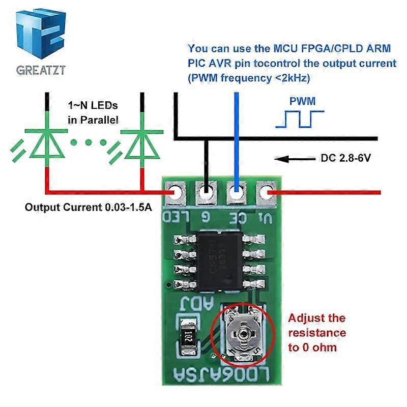 30-1500MA Adjustable Constant Current LED Driver DC 3.3V 3.7V 4.2V 5V PWM Control Board Buck Power module